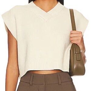 Free People Cream V-Neck Sweater Vest